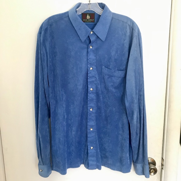 Shirts Blue Velour Button Down Shirt Poshmark